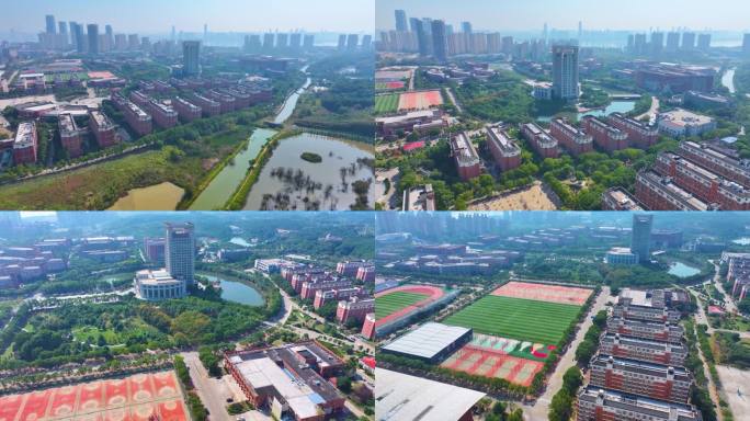 江西南昌航空大学前湖校区校园航拍风景风光