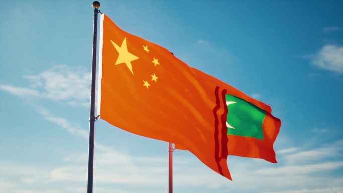 中国马尔代夫国旗中马关系中马建交中马友好