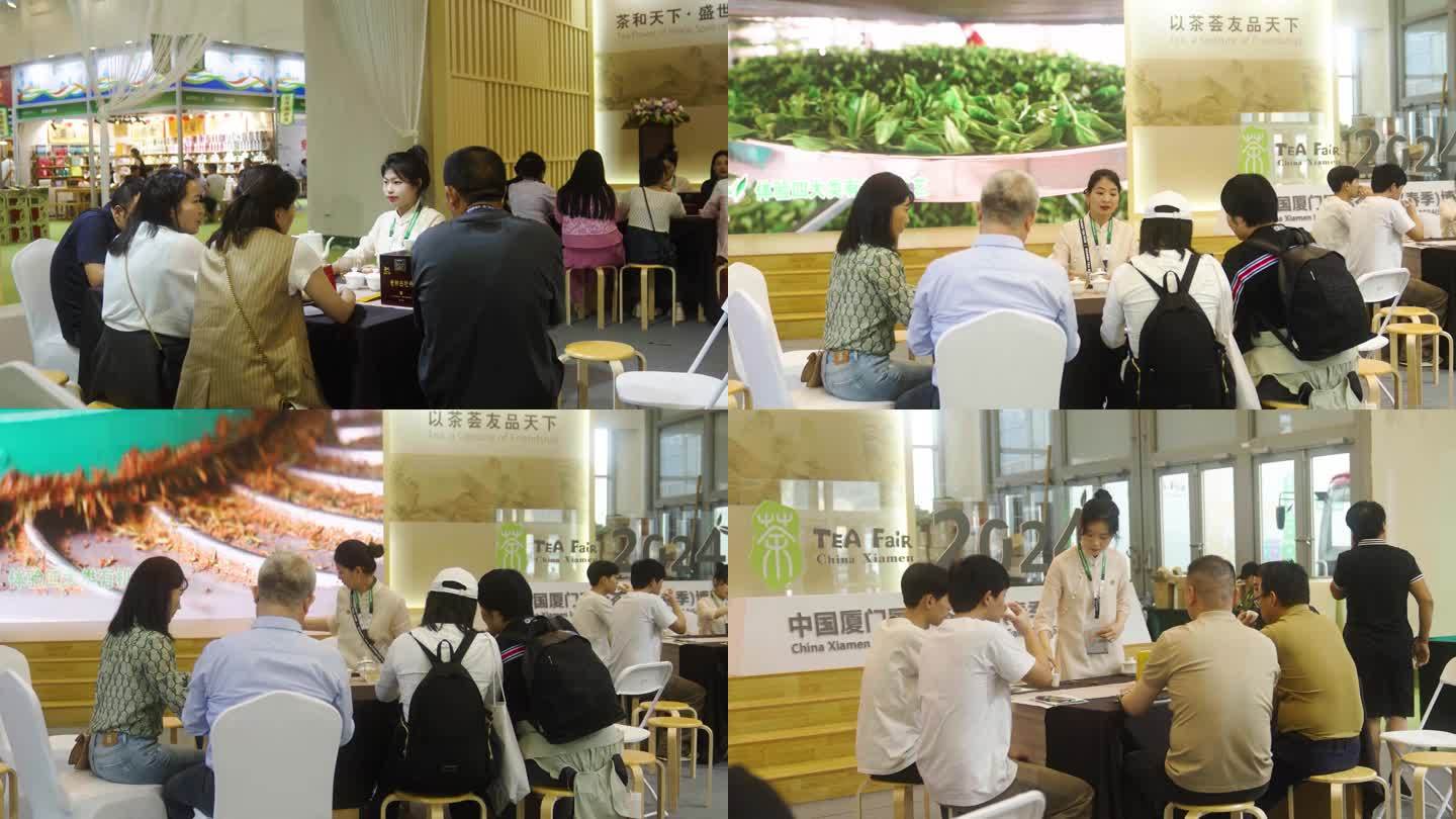 工作人员在茶叶展览会泡茶（4K50帧）