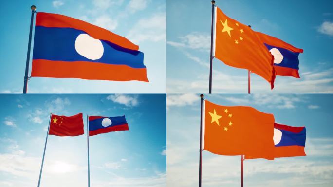 中国老挝国旗中老关系中老建交中老友好