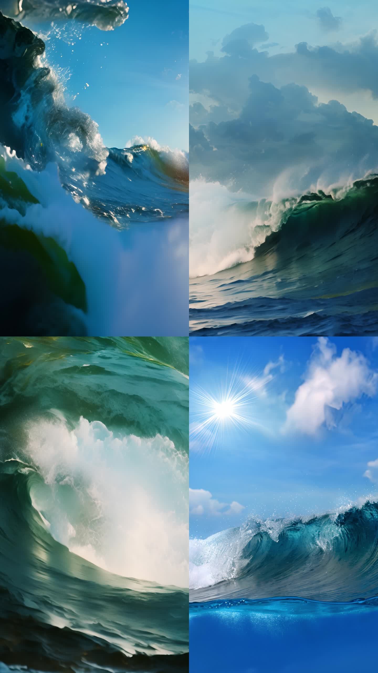 【竖屏】海浪波涛蓝色大海