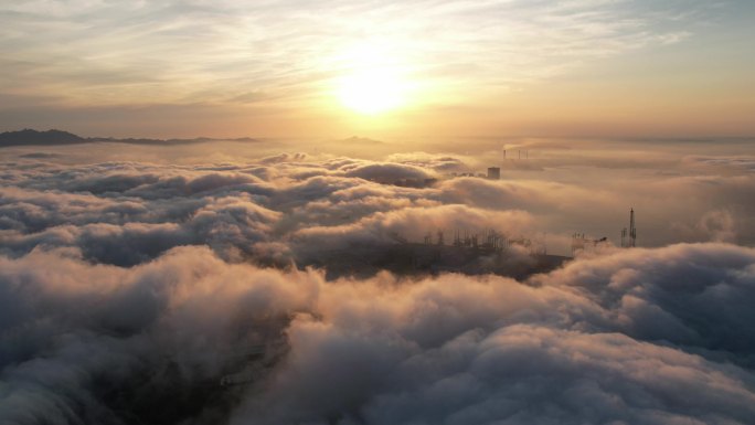 日落 延时摄影 夕阳 平流雾 空境