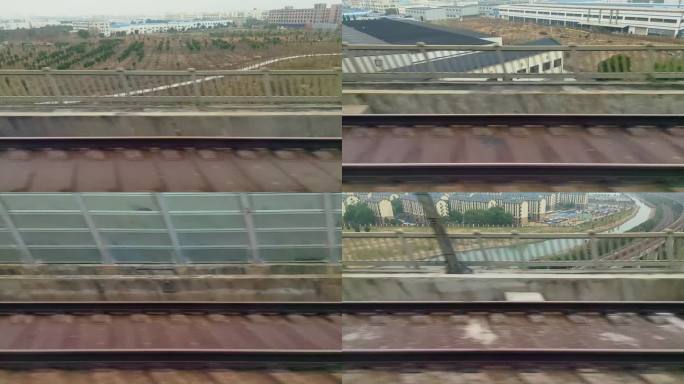 火车动车高铁行驶车窗外的风景视频素材