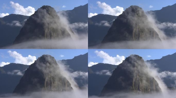 云移动在马丘比丘，秘鲁