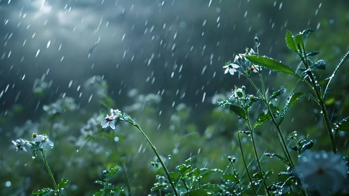 暴雨 谷雨 森林  树林 雨水