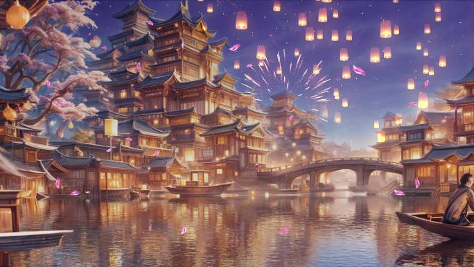 中国风古代夜景