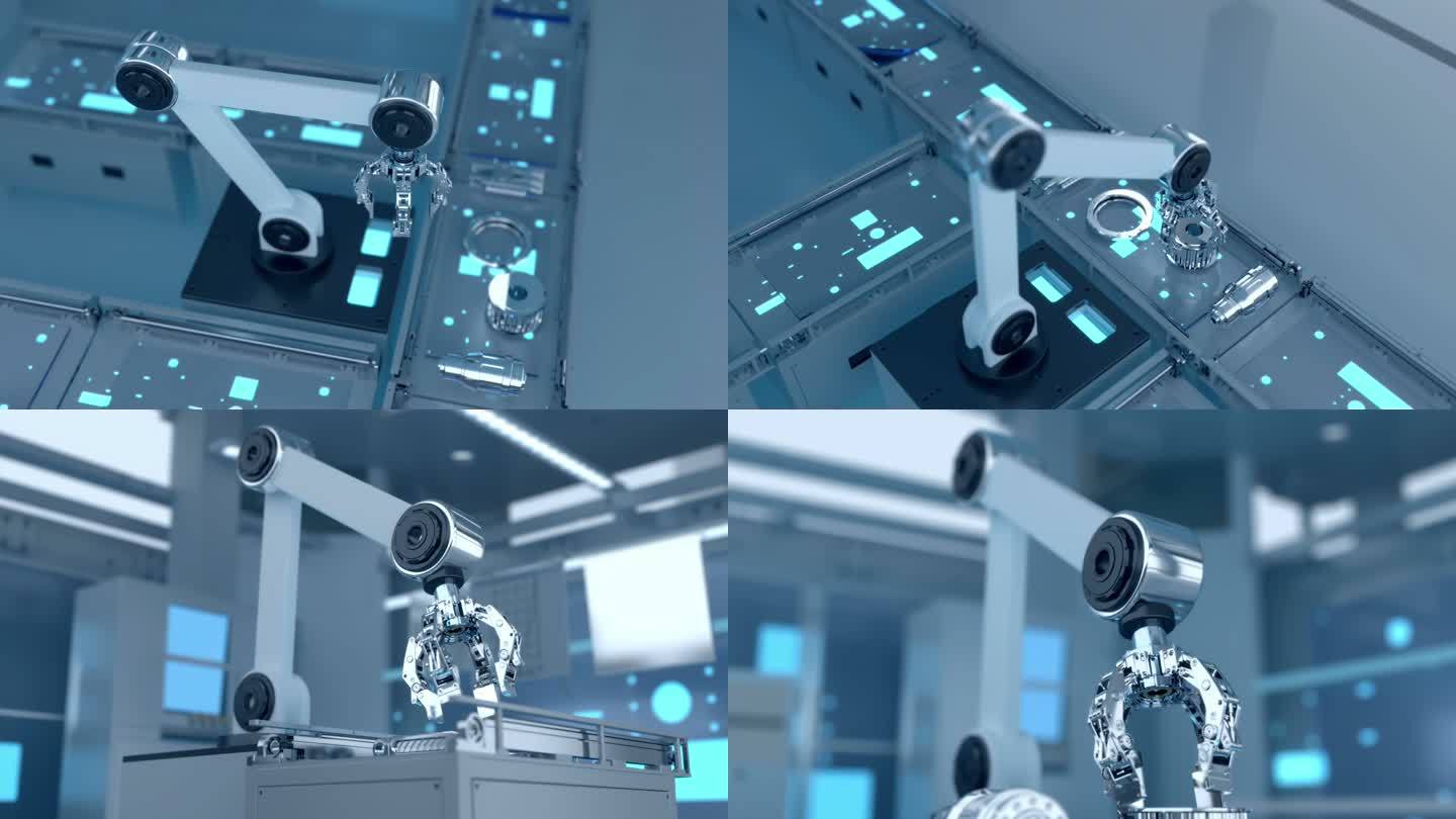 机械臂机械手人工智能自动化车间生产线动画