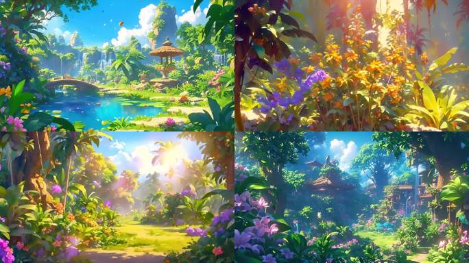 热带梦境：动漫风格的彩色花园探秘