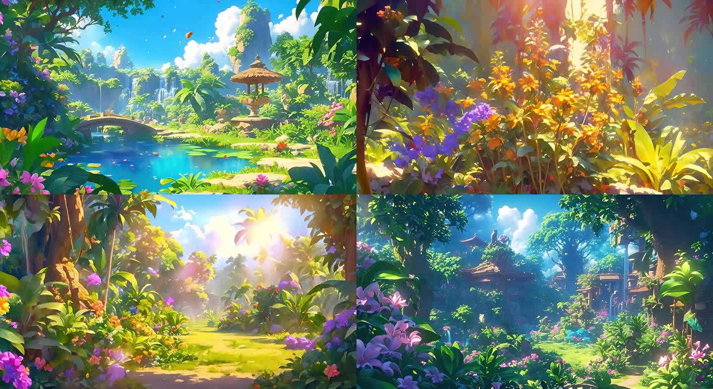 热带梦境：动漫风格的彩色花园探秘