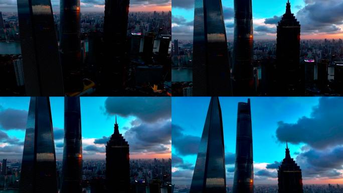 4K航拍上海城市夜景无限风光
