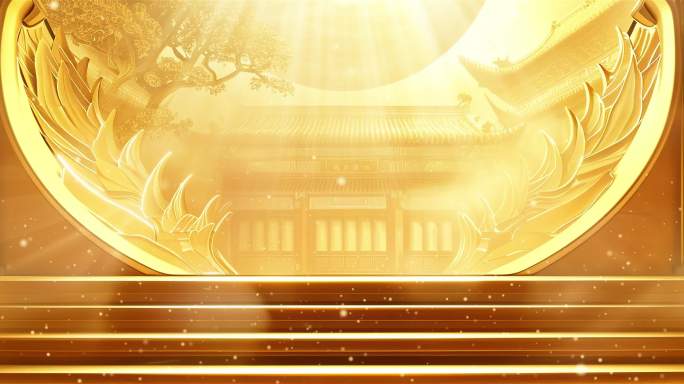 金色粒子中国风宫殿舞台晚会宽屏