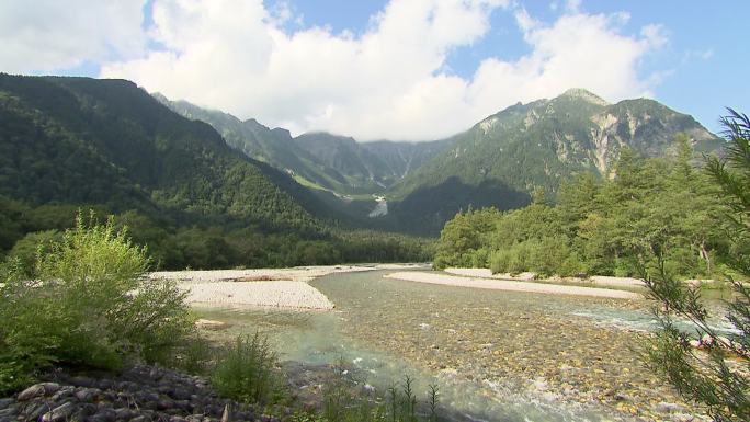 水在河流中流动，上城县，日本