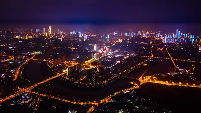 长沙市开福区夜景延时