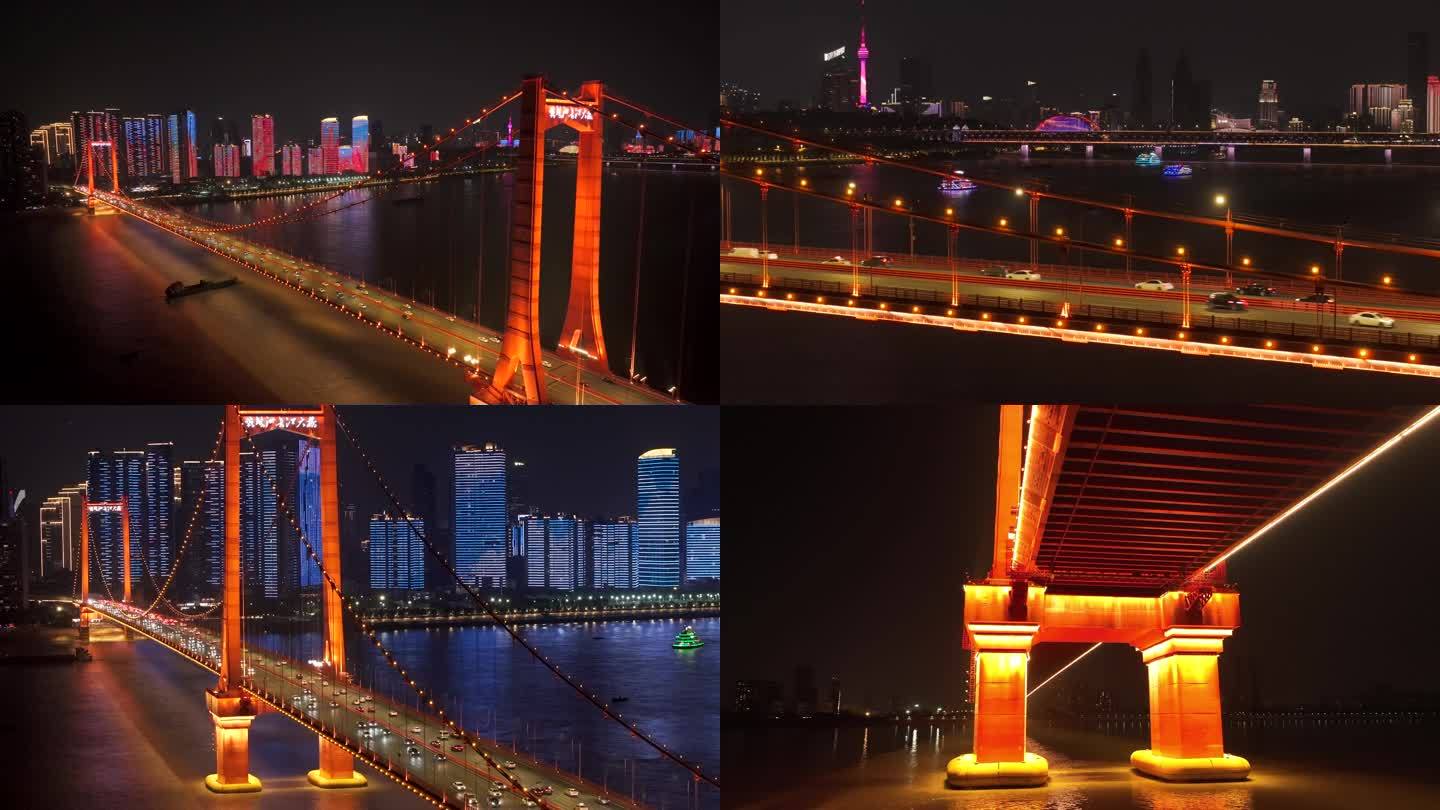 武汉鹦鹉洲长江大桥夜景