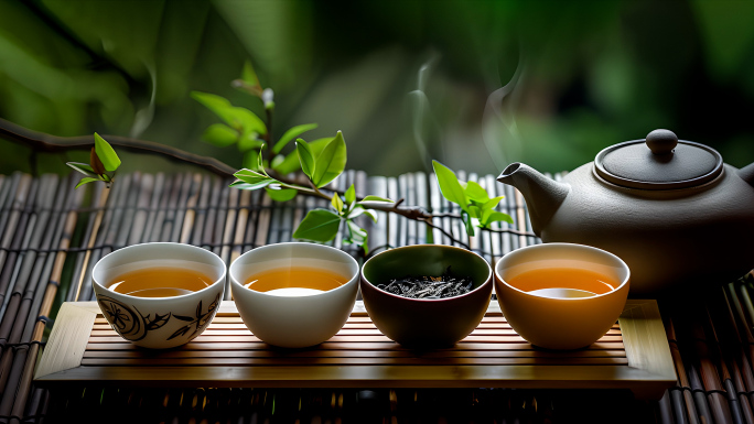 茶叶茶园品茶意境中国风
