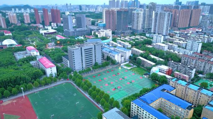 湖北武汉中国地质大学西区航拍洪山区校园大