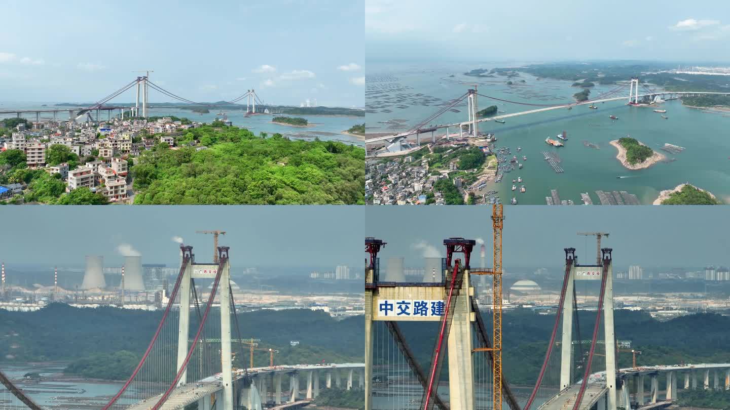 广西跨海大桥钦州港龙门大桥4K航拍素材