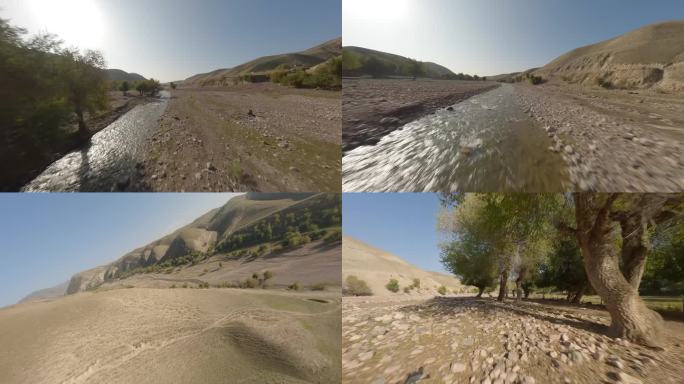 新疆伊犁风景 树林河流 FPV穿越机