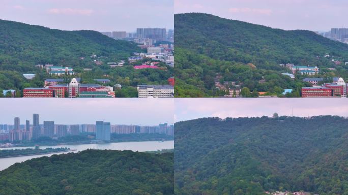 湖南长沙岳麓山风景名胜区航拍岳麓区城市风