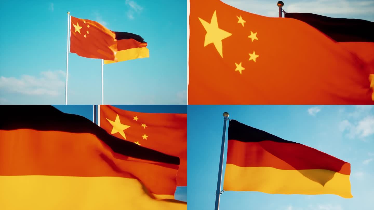 中国德国国旗中德关系中德建交中德友好