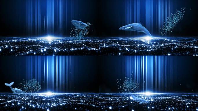【循环】蓝色 深海 鲸鱼 AE模板