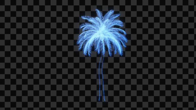 蓝色发光椰树-带透明通道