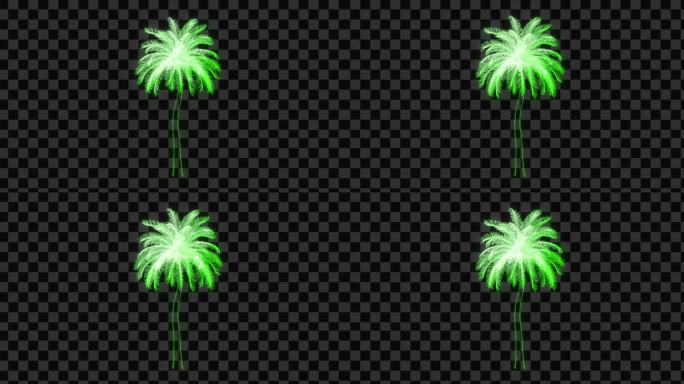 绿色发光椰树-带透明通道