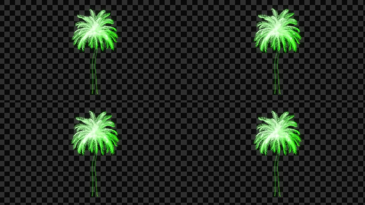 绿色发光椰树-带透明通道