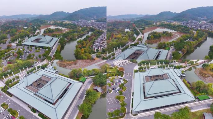 浙江绍兴会稽山景区大禹陵景区航拍越城区风