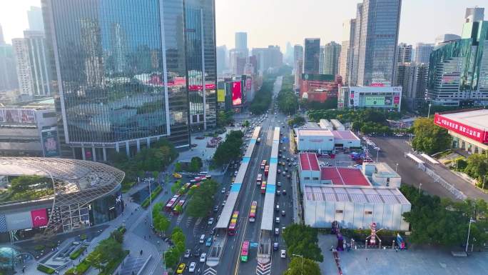 广州天河区天河路正佳广场航拍车流交通城市