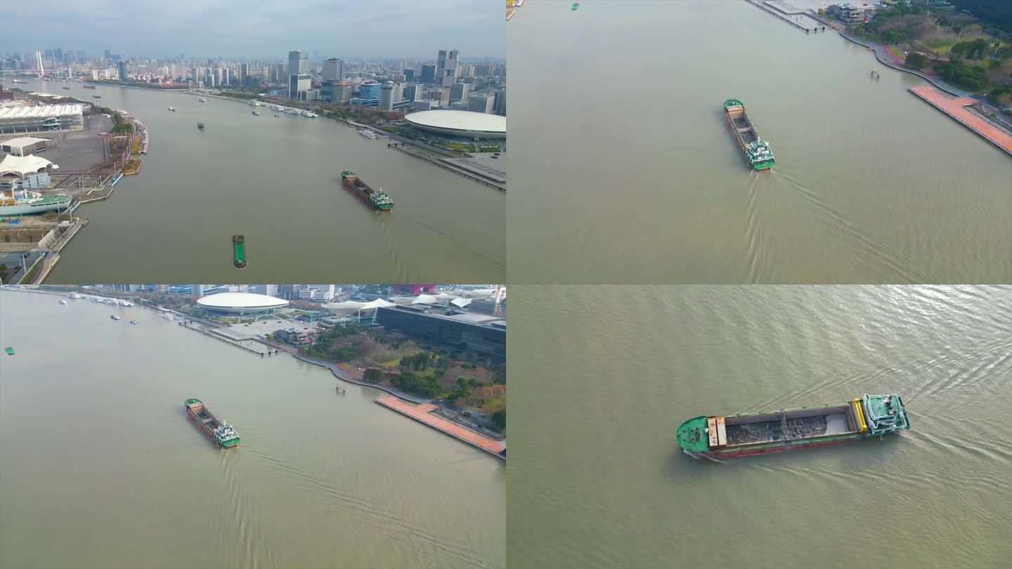 上海黄浦江上面的游船船只特写视频素材
