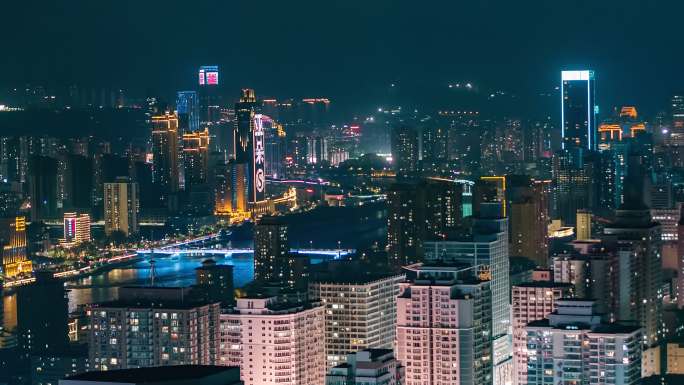 甘肃省兰州城市夜景航拍