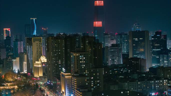 甘肃省兰州城市夜景航拍