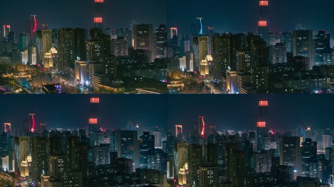 甘肃省兰州城市夜景航拍