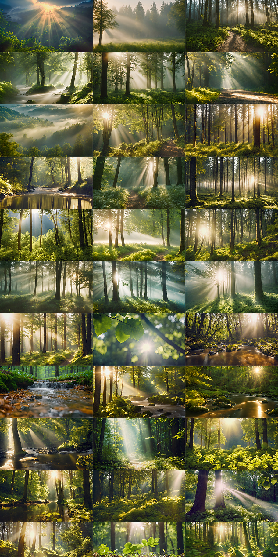 绿色森林丁达尔光线阳光树林