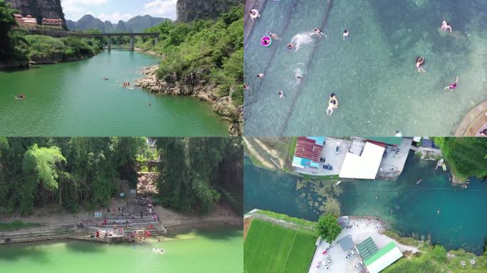 夏天 游泳 玩水  广西河池风光 游泳