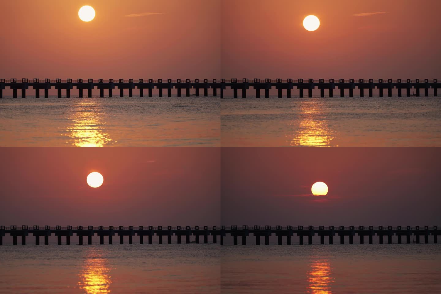 广西北海涠洲岛海上蓝桥日落