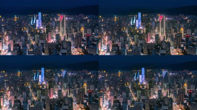 甘肃省兰州城市夜景航拍