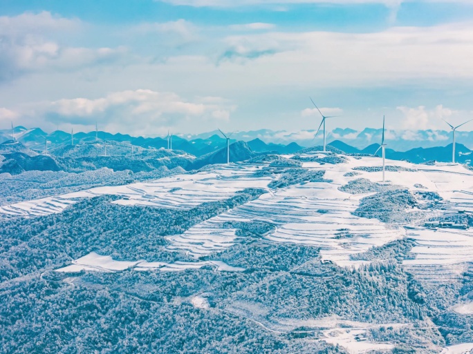 雪山风电风车延时1