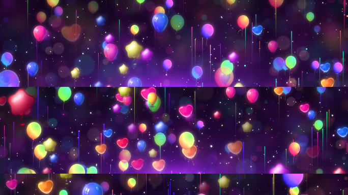8k梦幻卡通彩色气球舞台背景