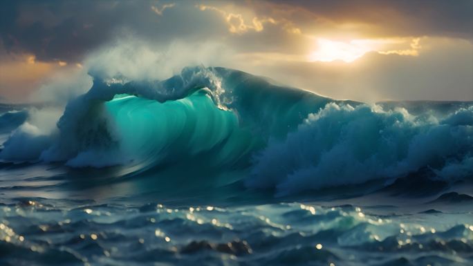 唯美海洋巨浪海浪浪花波涛汹涌翻滚ai素材