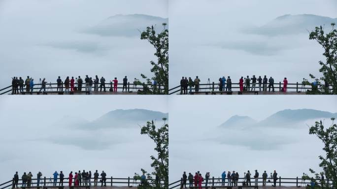 一群摄影人在云海景区创作