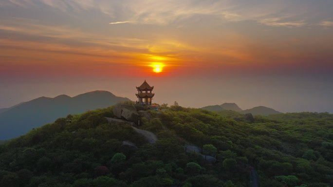 浏阳大围山杜鹃花海日出航拍