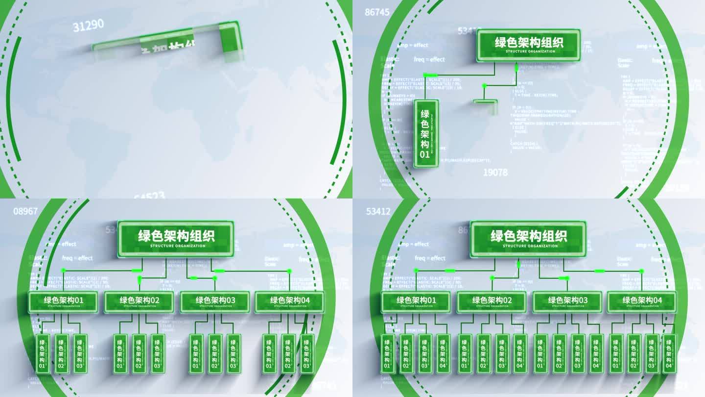无插件-2-6大绿色信息科技组织架构模板
