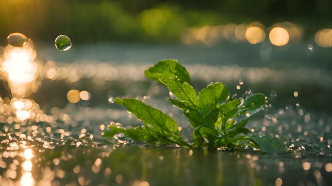 雨后植物叶片