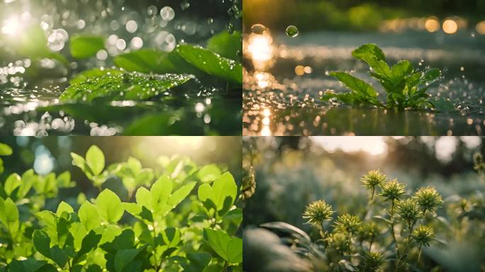 雨后植物叶片