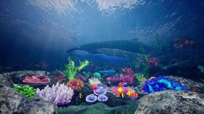 宽屏海底世界海洋生物鲸鱼水族馆沉浸式