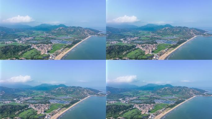 广东阳江那琴半岛海边的村庄航拍延时-