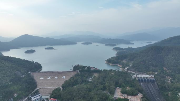 泉州山美水库航拍湖泊风景自然生态森林风光