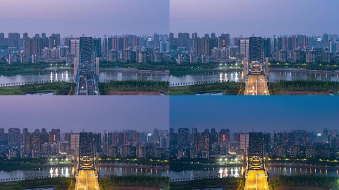 武汉汉江湾桥城市日转夜延时